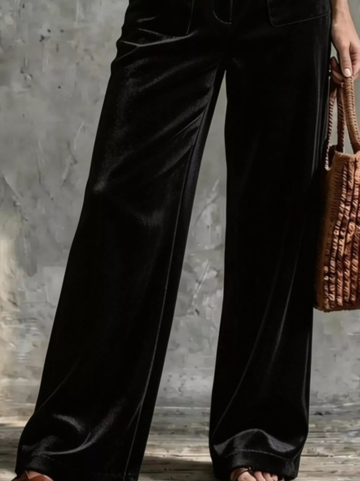 Women's Velvet Wide-Leg Pants