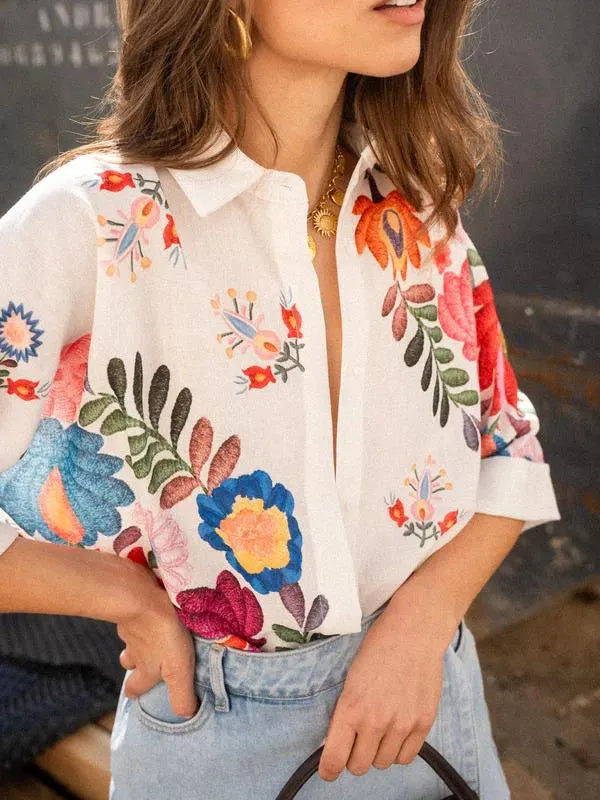 Carla Floral Print Short-Sleeved Shirt