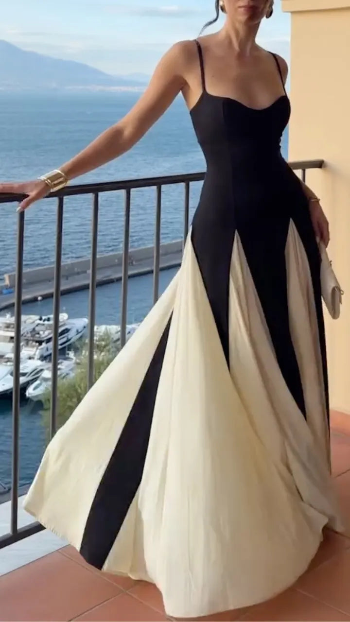 Two‐Tone Spaghetti Strap Gown