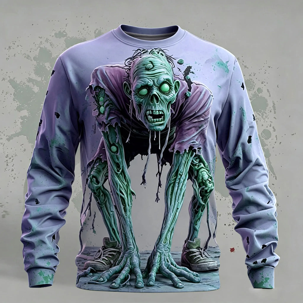 Men's Halloween Optical Illusion Zombies 3d Print Sweatshirt