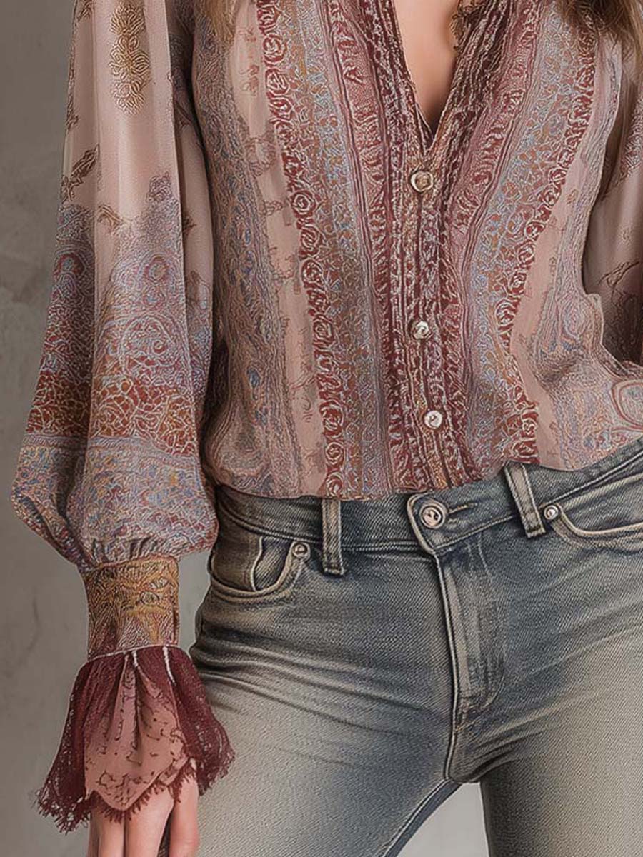 Boho Blouse in lace, Designer Aesthetic
