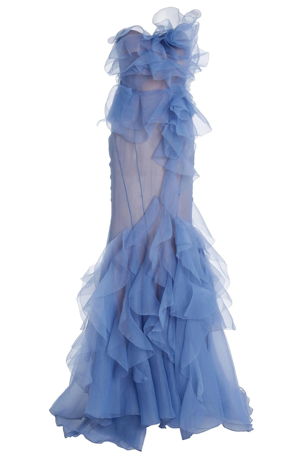 Chiffon Ruffle Off-Shoulder Maxi Dress