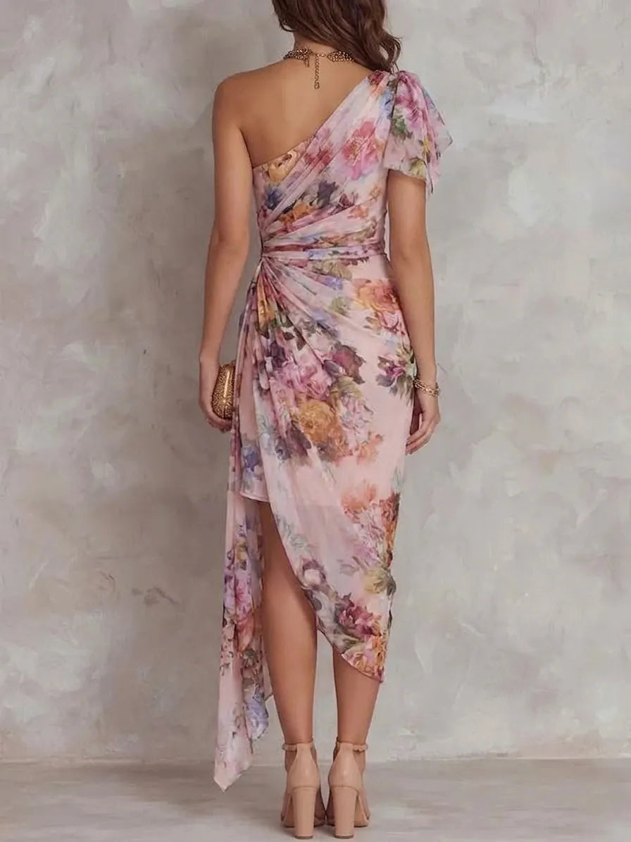 Vintage Midi Dress in chiffon, Designer Aesthetic