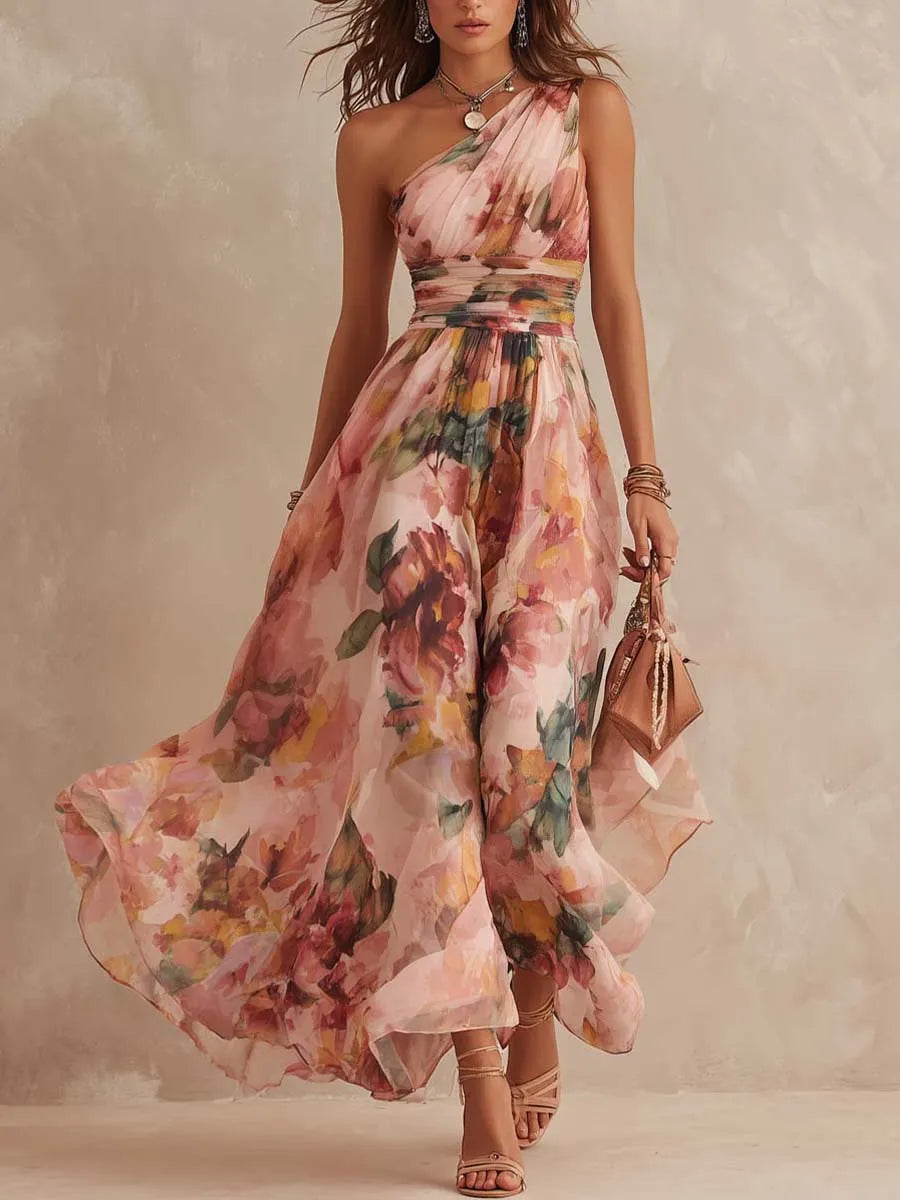 Retro Midi Dress in chiffon, Unbeatable Price