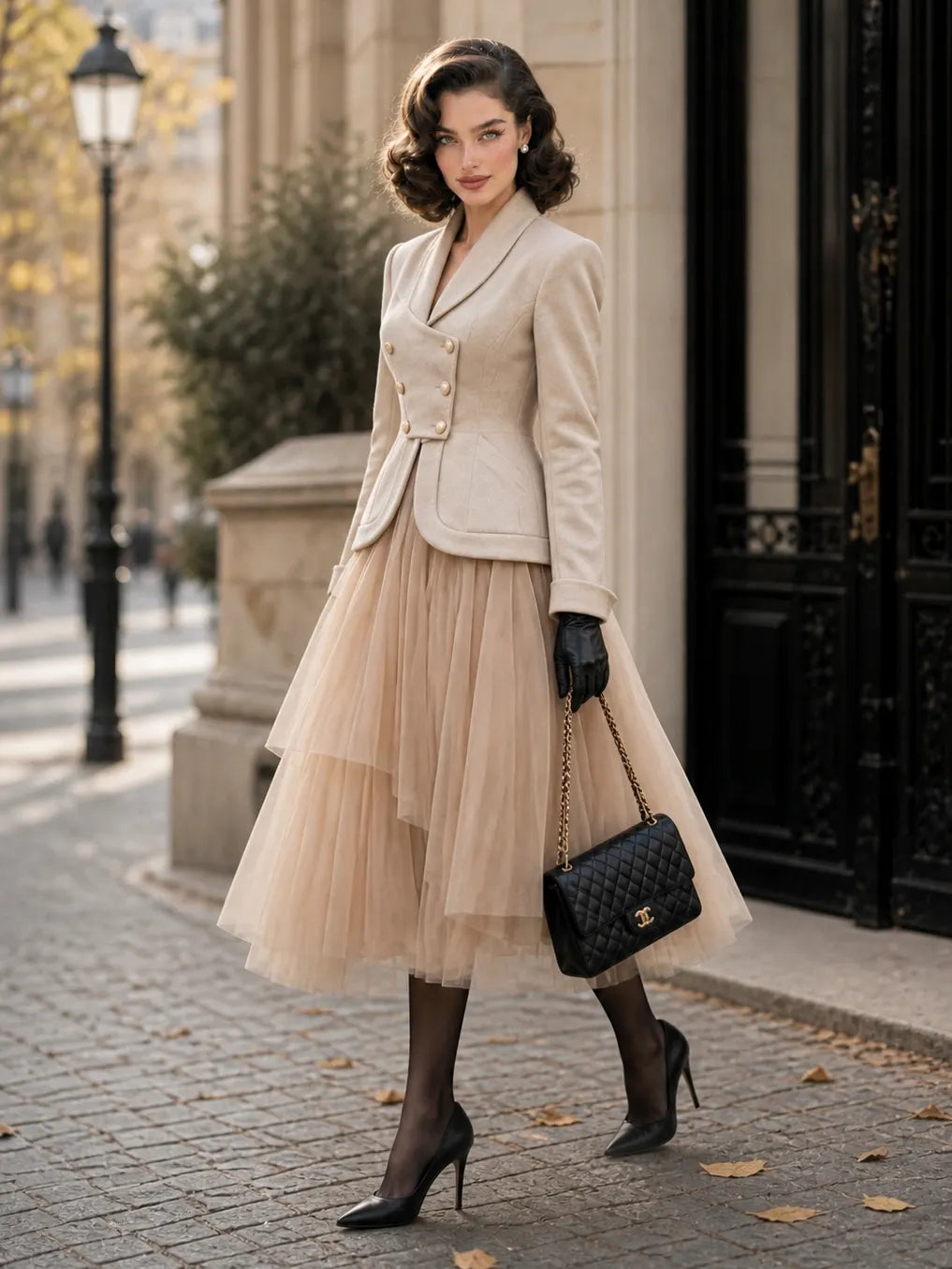 Vintage Asymmetric Hem Mesh Dress