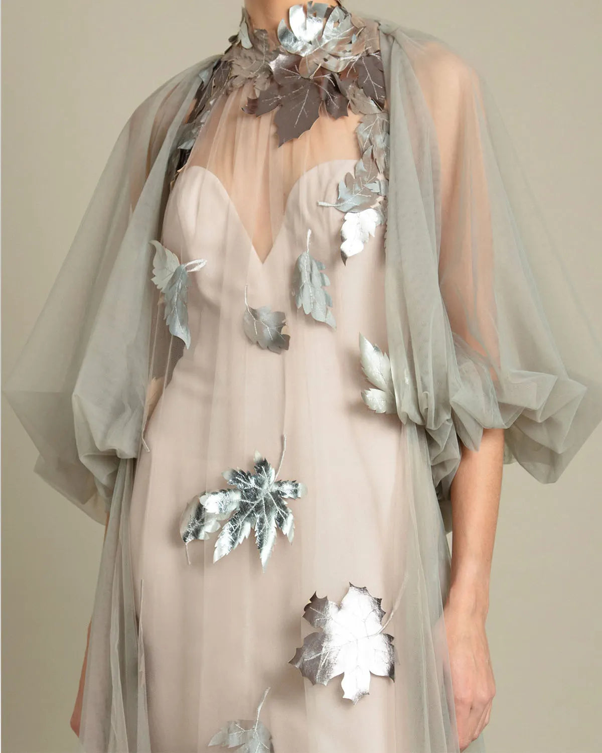 Halter Cut Neckline Dress with Cape