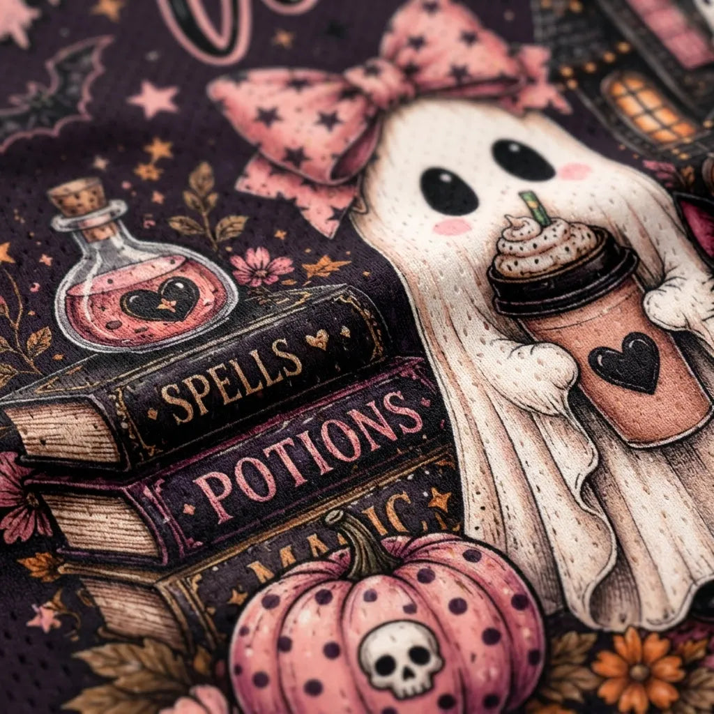 Chaotic Club Pink Coquette Ghost Halloween Vibes Spooky Crew Mesh Jersey