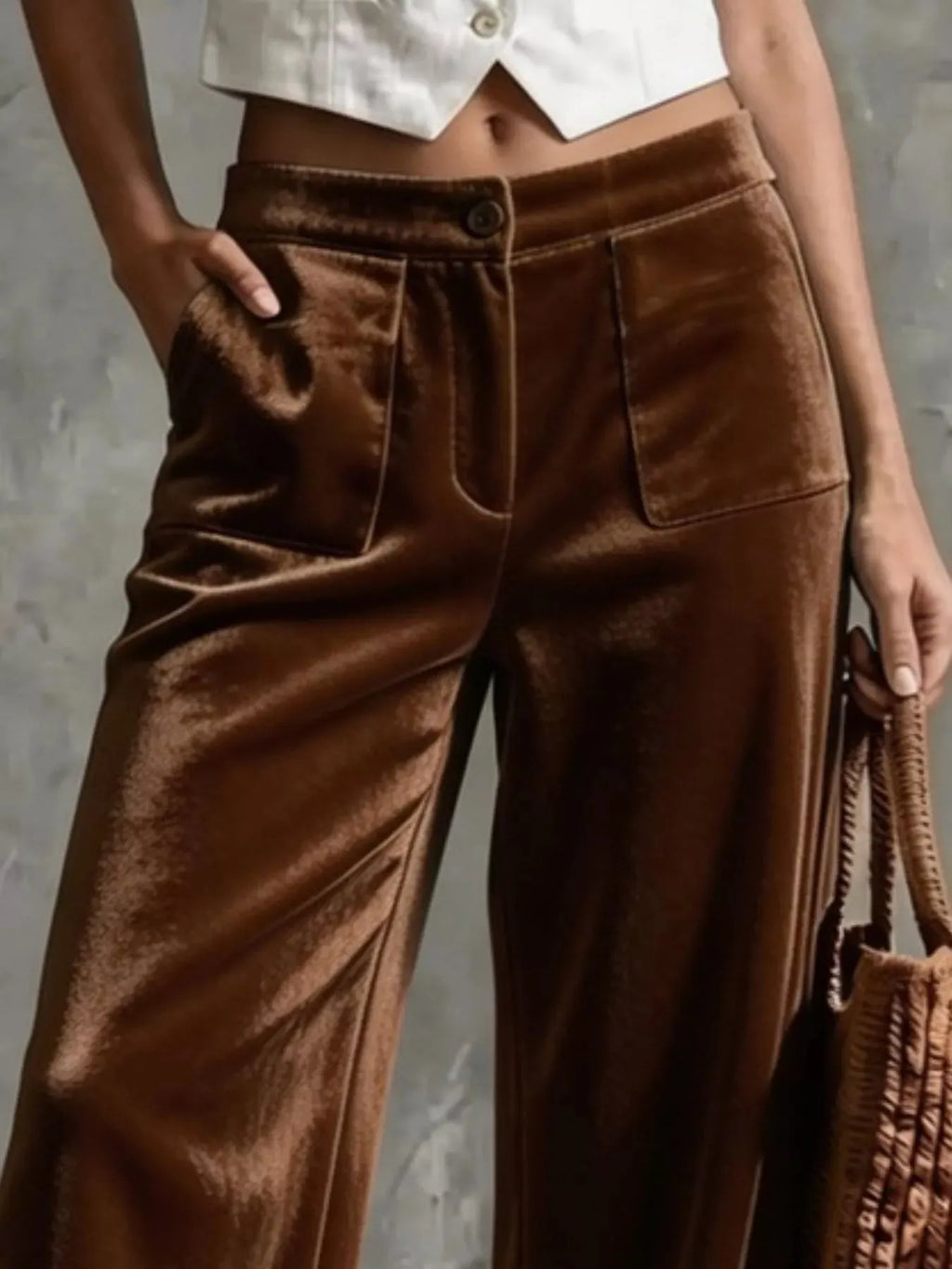 Women's Velvet Wide-Leg Pants