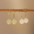 White Jade Ball Jade Earrings
