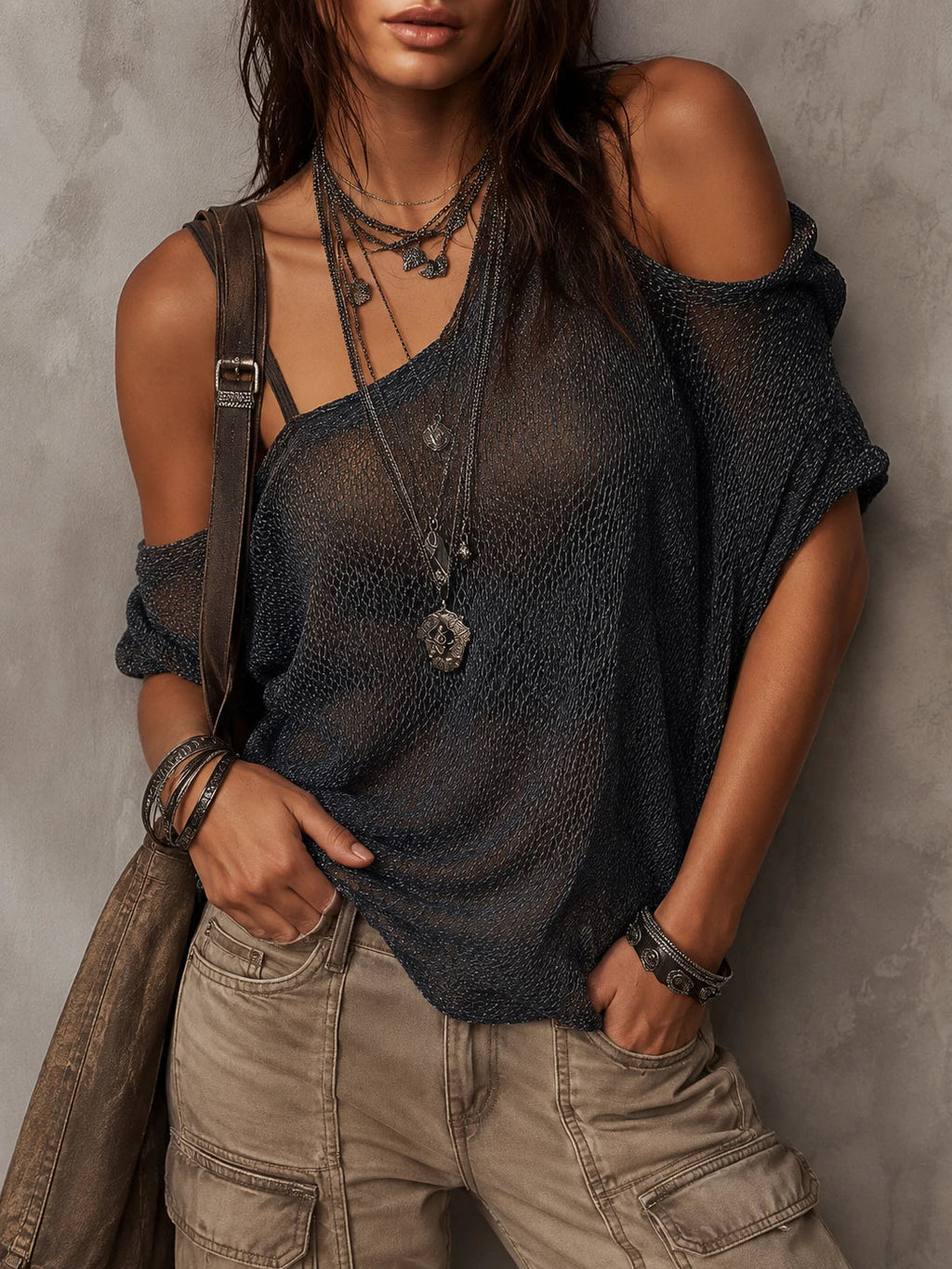 Retro Blouse in soft knit, Affordable Luxury