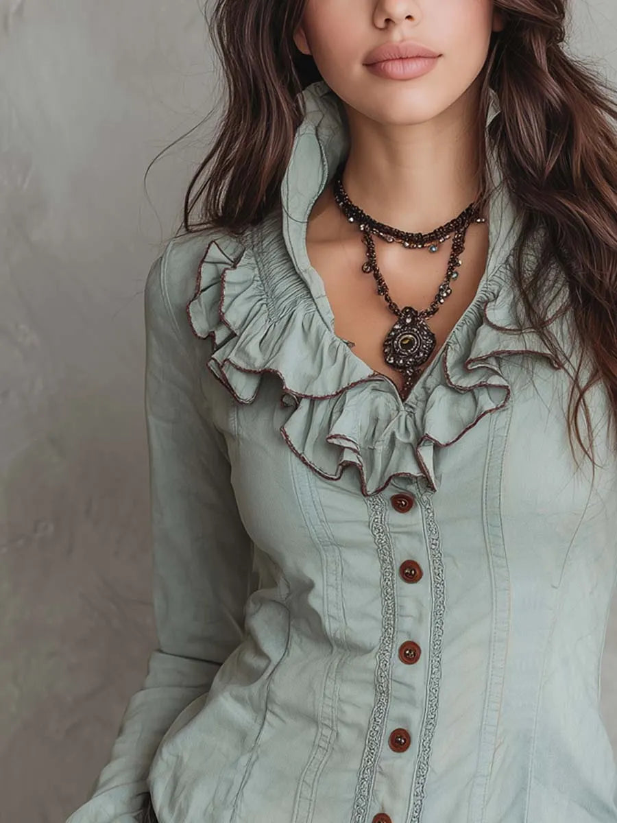 Retro Blouse in soft, Designer Aesthetic