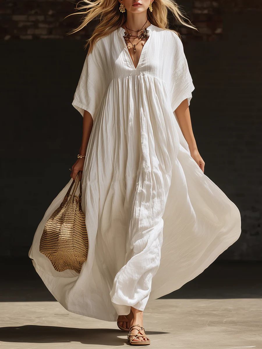 Chic Maxi Dress in linen, Designer Aesthetic