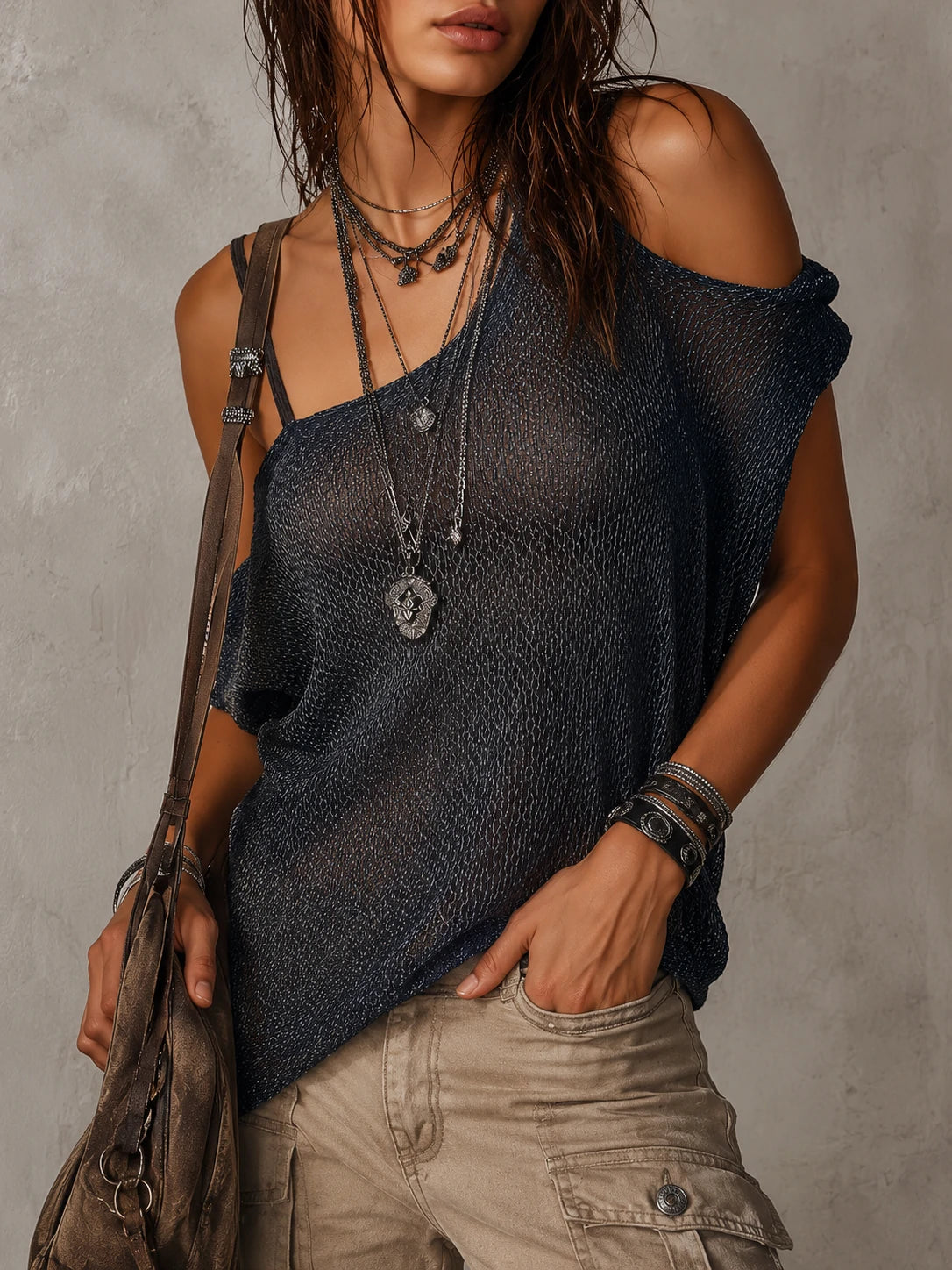 Retro Blouse in soft knit, Affordable Luxury
