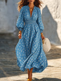 Vacation Elegant Daisy Chiffon Long Sleeve Maxi Dress