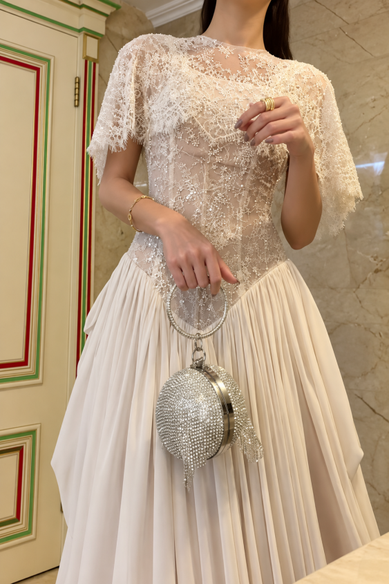 ivory-lace-top-pleated-maxi-skirt-set-short-sleeve-two-piece-dress