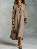 Midi Dress with linen – Premium Look