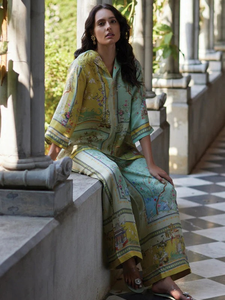 Flair Fusion Flowers Pants Set