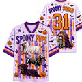 Chaotic Club Striped Halloween Dachshund Ghost Skeleton Mesh Jersey