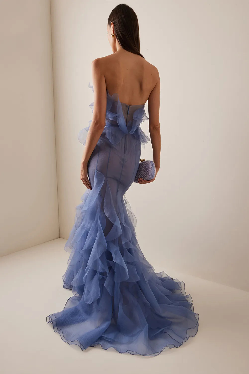 Chiffon Ruffle Off-Shoulder Maxi Dress