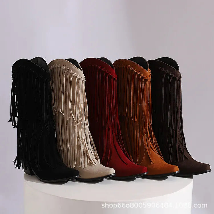 Women's Vintage Tassel Western Boots