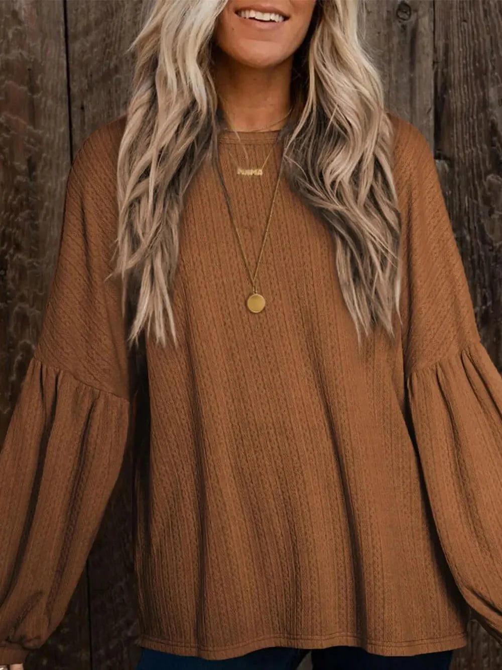 Orange Jacquard Knit Long Sleeve Pullover