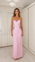Sleeveless Embellished Strapless Maxi Evening Dress