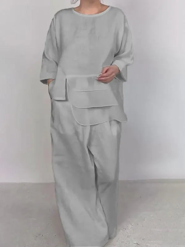 Women Stylish Plain Satin Three-pieces Set