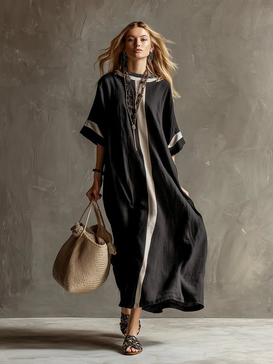 Chic Maxi Dress in linen, Designer Aesthetic