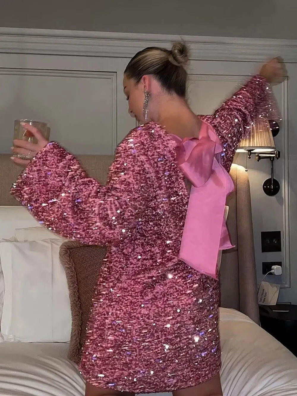 Sequined Tie-back Dress