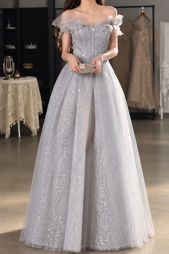 silver-off-shoulder-ball-gown-sequin-tulle-quinceanera-dress