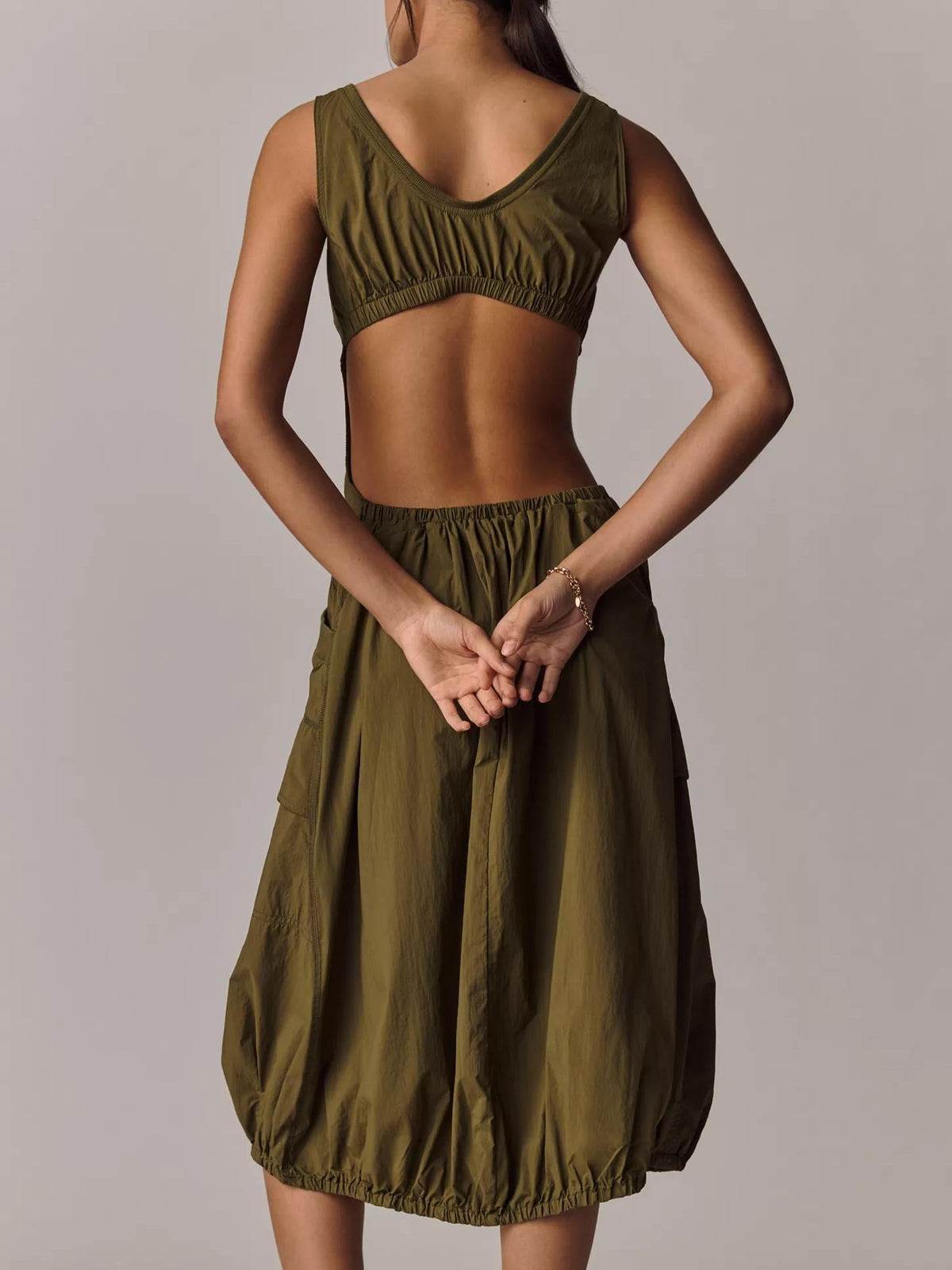 Daily Practice Fastpack Bubble-Hem Midi Dress