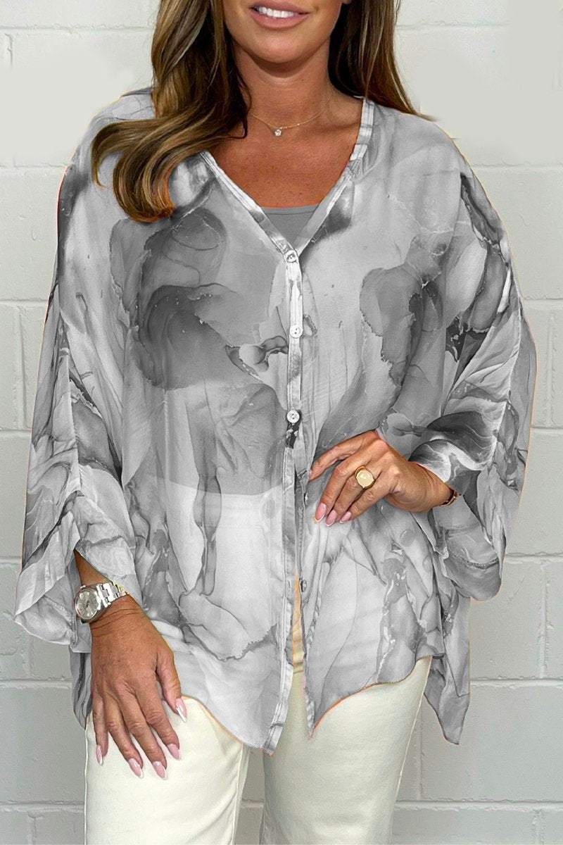 Women Summer Floral Printed Chiffon Shirt
