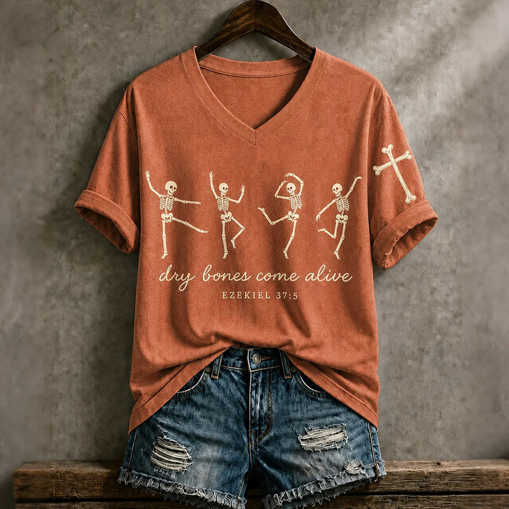 Men's Vintage Dancing Skeleton Funny Skeleton Graphic Print Casual T-shirt