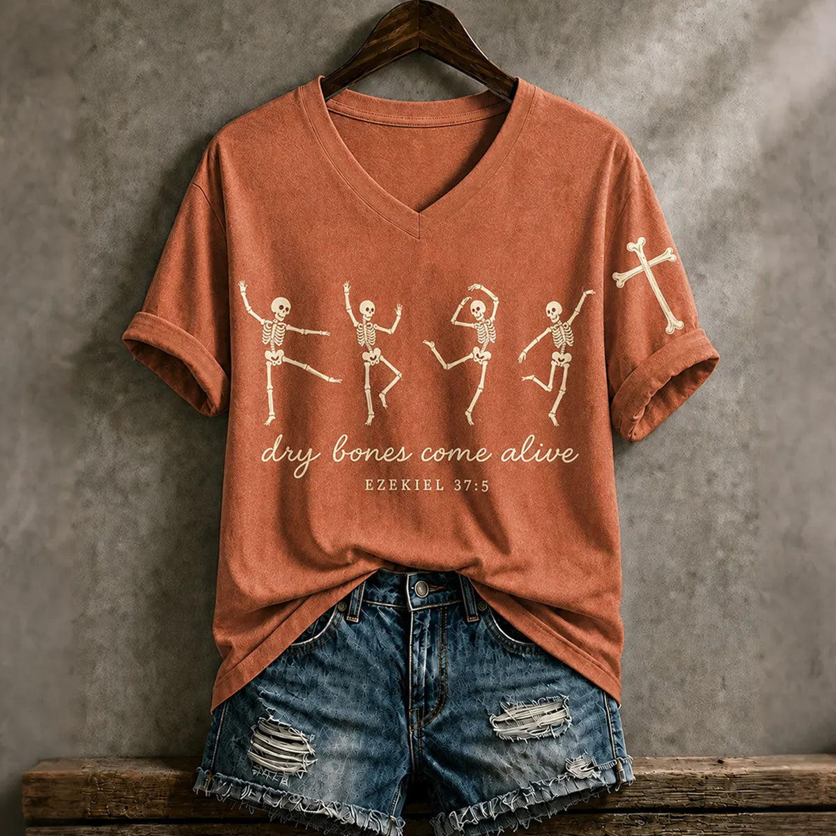 Men's Vintage Dancing Skeleton Funny Skeleton Graphic Print Casual T-shirt