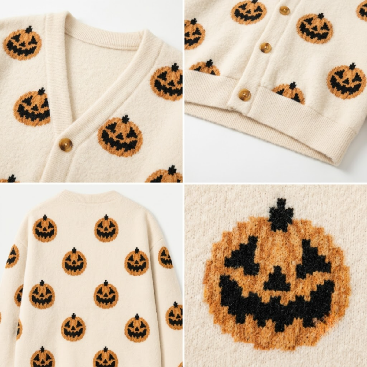 Chaotic Club Personalized All-Over Pumpkin Pattern Cardigan