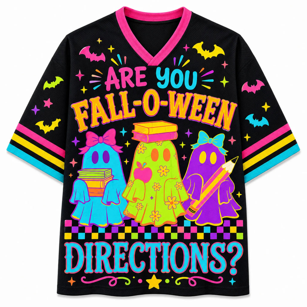 Chaotic Club Neon Fall-O-Ween Ghost School Halloween Mesh Jersey