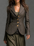 Charcoal Gold Pinstripe Tailored Jacket