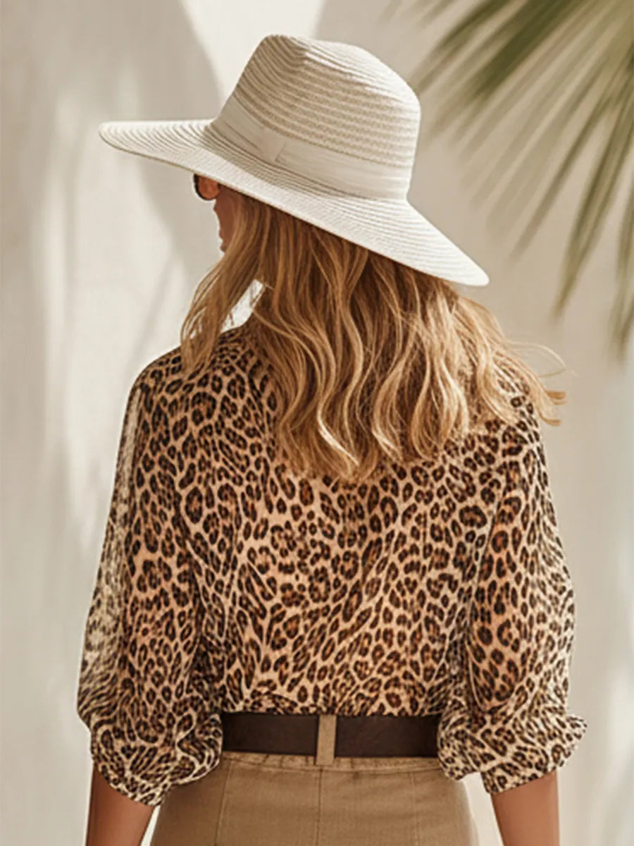 Bohemian Resort Leopard Print Chiffon Shirt