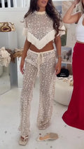 Sequin Fringe Mesh Two‐Piece Set