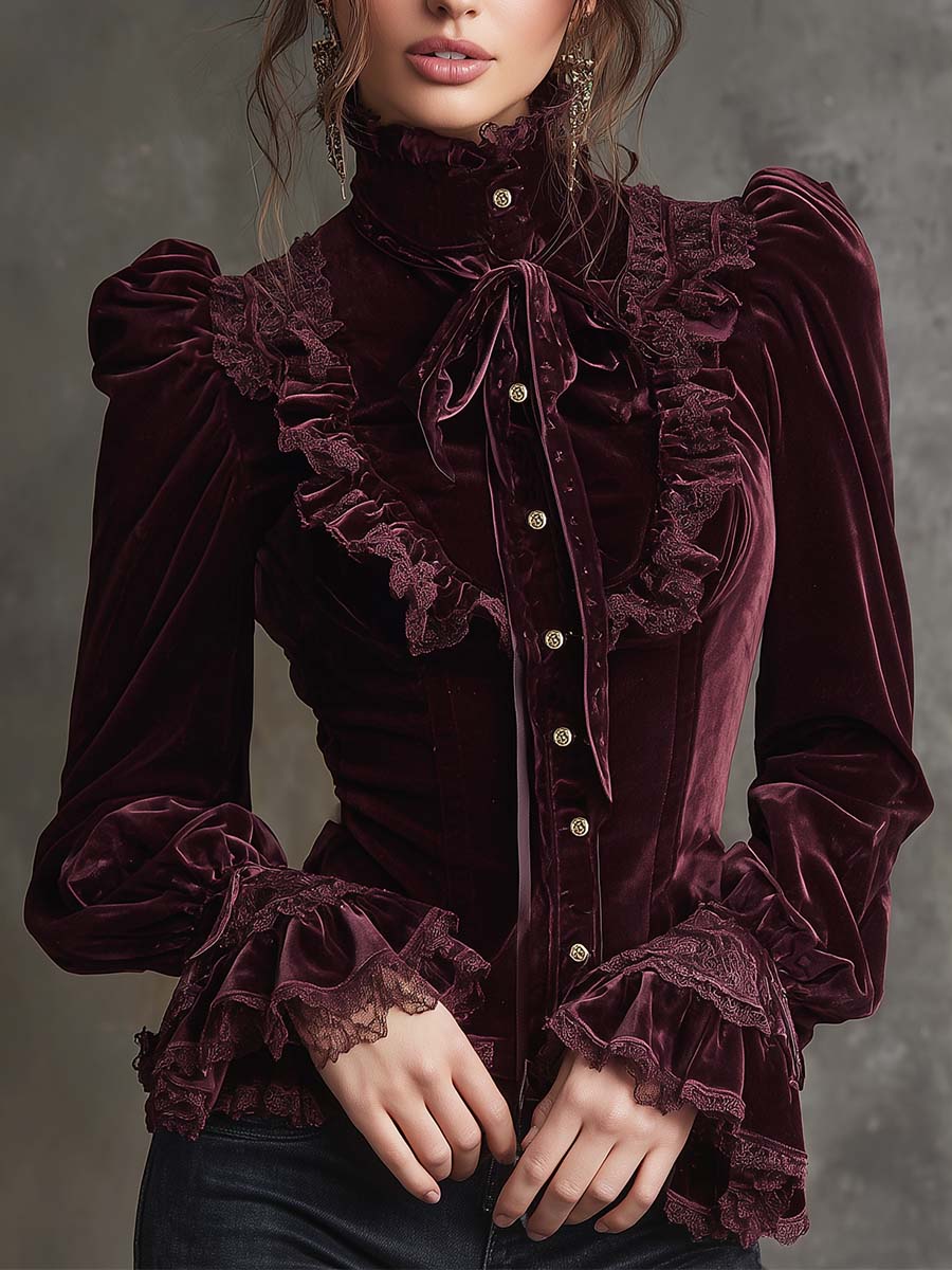 Chic Blouse in velvet, Designer Aesthetic