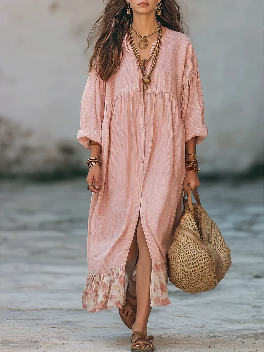 Chic Maxi Dress in cotton, Premium Look