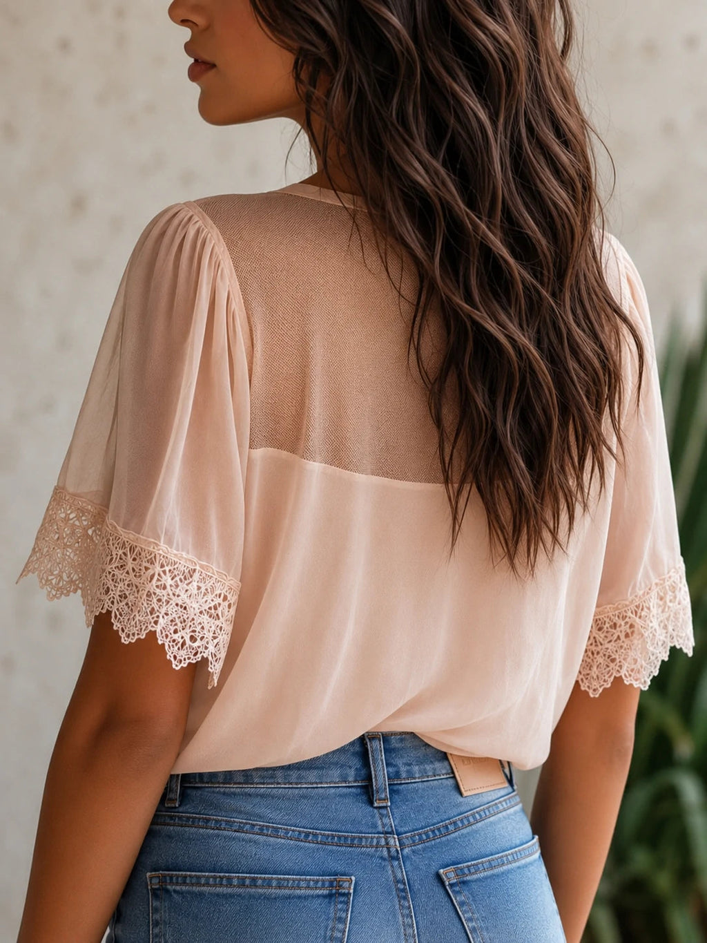 Boho Delicate Lace Floral Embroidered Chiffon Blouse