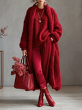 Cozy Imitation Cashmere Open-front Knit Long Cardigan