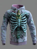 Men's Halloween 3d Skull Print Hoodie