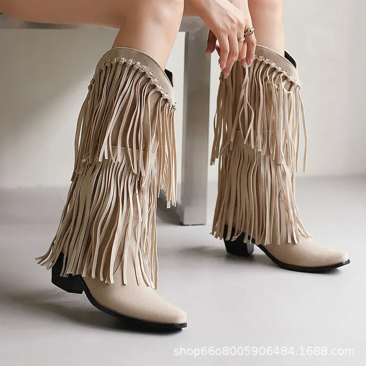 Women's Vintage Tassel Western Boots