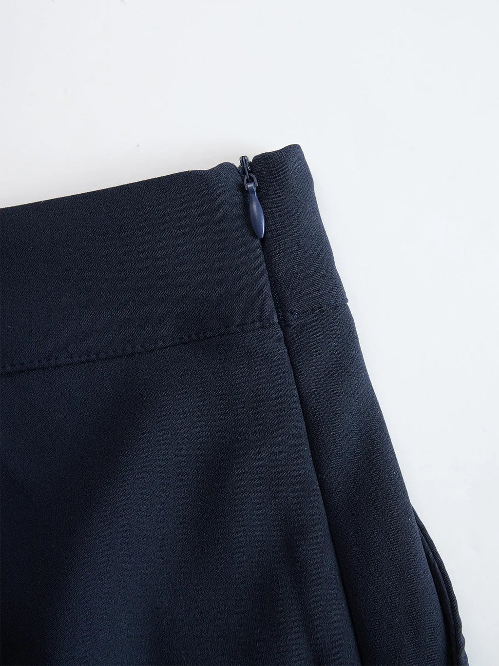 Navy Chiffon Draped Top And Wide Leg Pants Set