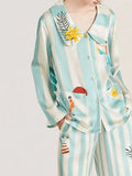 Homewear - Printed Ice Silk Long Sleeve Pajama Set