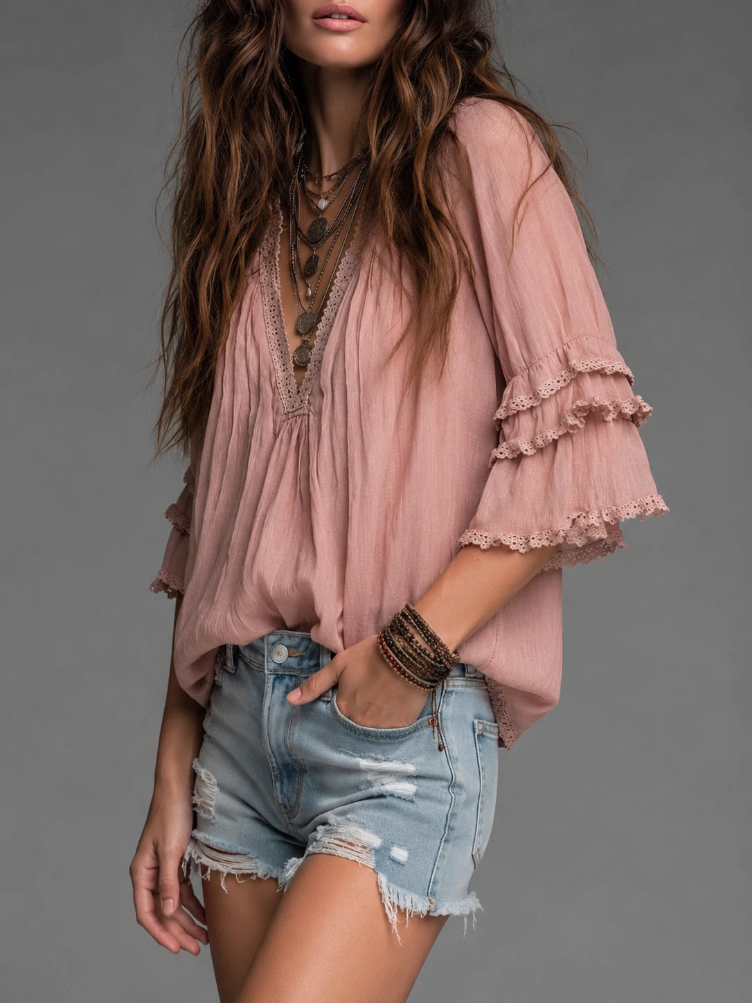Retro Blouse in linen, Premium Look