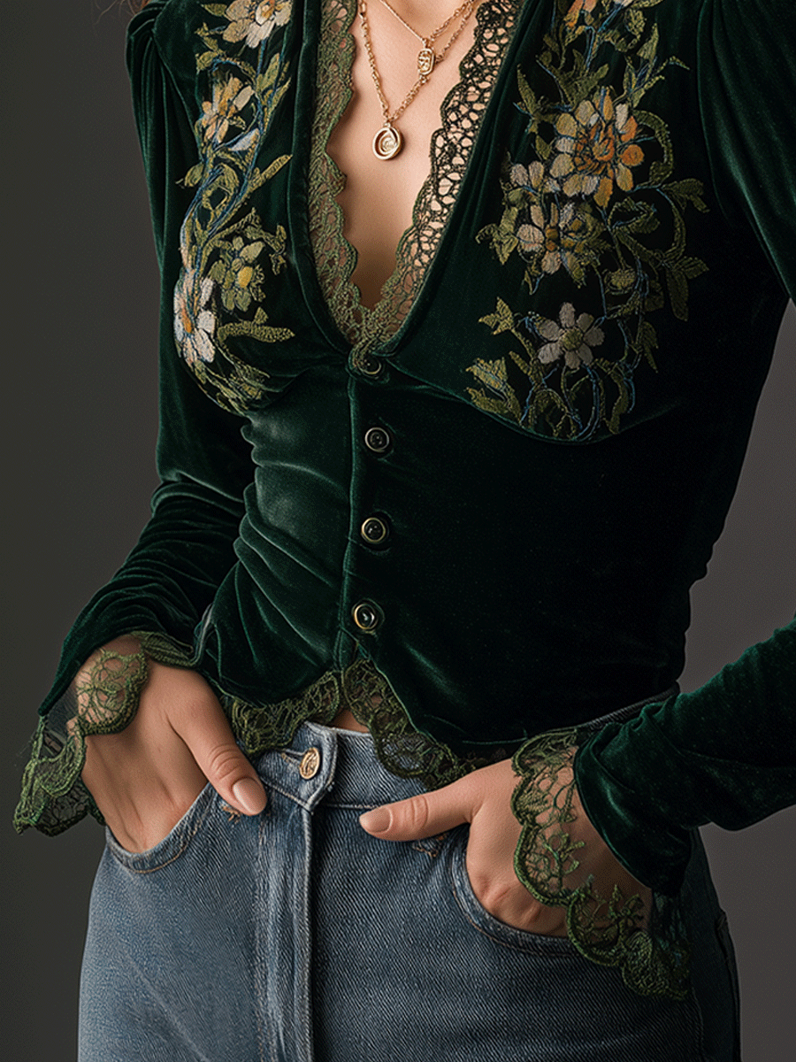Chic Shirt in velvet, Designer Aesthetic