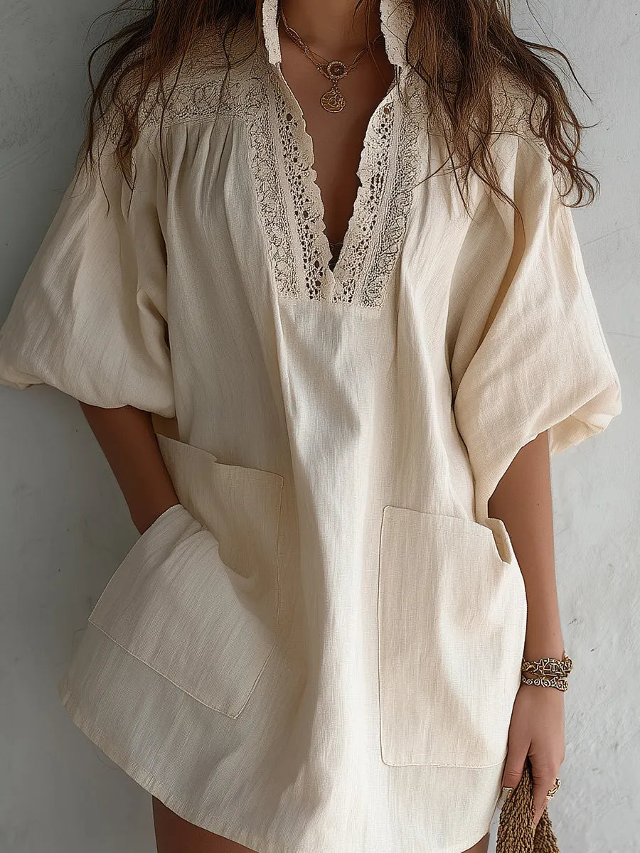 Vintage Mini Dress in linen, Affordable Luxury